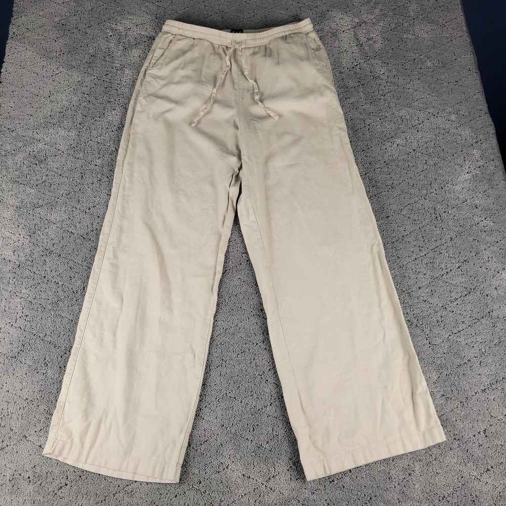 Gap Pants Womens Medium Beige Linen Blend‎ Pull On Elastic Waist Lagenlook Beach